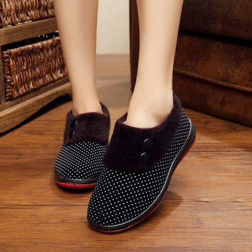 Slip de couleur pure sur les bottes de neige décontractée bout rond pour les femmes