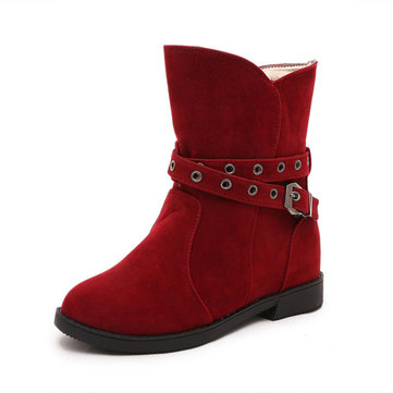 Boucle bottes courtes en laine polaire doublure bout rond de la cheville pour les femmes