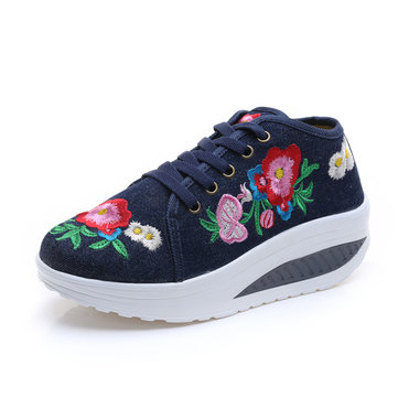 Chinese brodé flower rocker chaussures santé pour femme