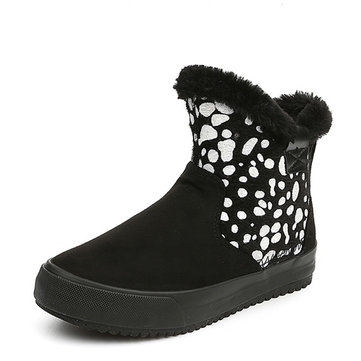 Match de couleur doublure en fausse fourrure à glissière cheville bottes chaudes courtes