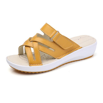 Chaussure& en& cuir& à& chaussures& ouvertes Toe Casual Beach Sandales plates extérieures