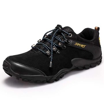 Hommes Sprot chaussures de course en cuir bout rond lacent chaussures de randonnée antidérapant