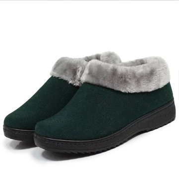 Doublure en fourrure artificielle de couleur pure neige hiver cheville bottes pour les femmes