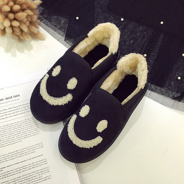 Chaud coton visage souriant dérapant sur de courtes bottes à bout rond pour les femmes