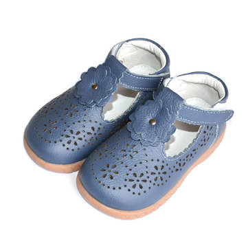 Filles d'été creux fleur points chaussures princesse en cuir artificiel