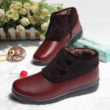 Hiver femme glissade imperméable sur la fourrure de cheville doublure bottes plates chaudes