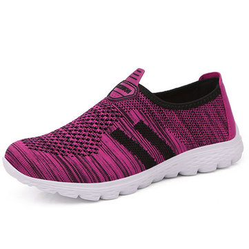 Women& Breathable& Mesh& Health& Sports& Casual Slip On Flats