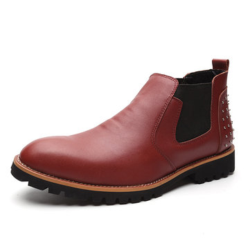 Hommes mode casual slip en cuir en plein air sur de courtes bottes plates