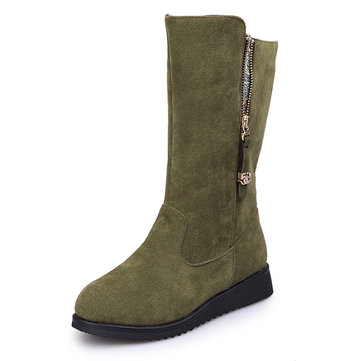 Nous la taille 5-13 en daim bout rond glissière cheville bottes courtes pour les femmes