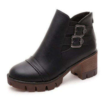 Nouvelles femmes talon haut chaussures de mode casual slip-on PU cheville élastique bottes courtes
