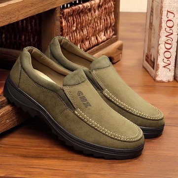 Nouveaux hommes chaussures en coton mélangé à bout rond glissement sur des appartements d'affaires occasionnels