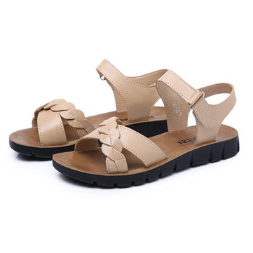 Taille us 5-10 femmes été plat décontracté en plein air douce plage en cuir confortables sandales plates chaussures