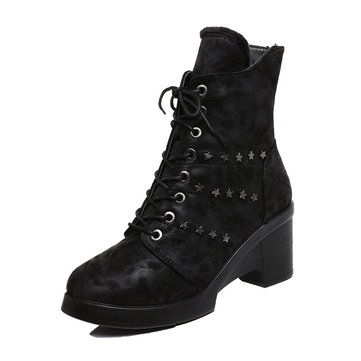 Bottes de neige femmes doublure en fourrure garder chaud décontracté lacets jusqu'à chaussures coton