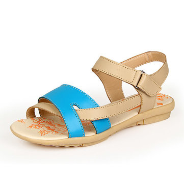 été chics sandales ajustement élastique sandales plates peep chaussures en cuir toe