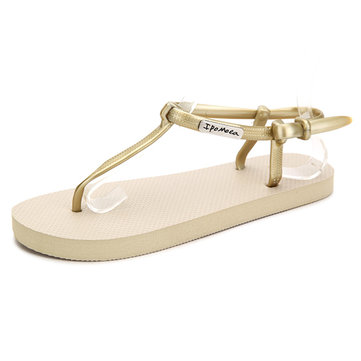 Mesdames les femmes d'été string t-strap sandales plates plage respirante tongs