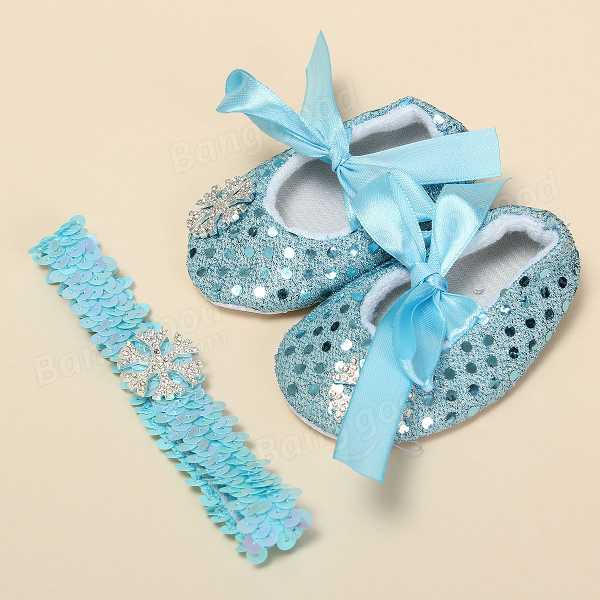 Chaussures de bébé bambin neige bling crèche headband prewalker semelle souple& 