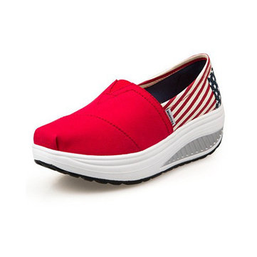 Nouvelle mode des femmes toile culbuteurs d'été espadrilles seule plate-forme de chaussures de coin chaussures