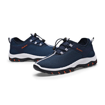 Hommes maille respirante lacets baskets sportives de plein air creusent des chaussures de sport