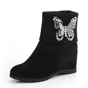 Multi-way papillon perlé talon plié augmentant bottines