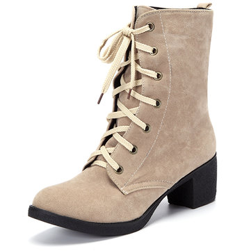 Nous la taille 5-12 femmes mi-mollet bottes en plein air talon haut dentelle jusqu'à chaussures de sport