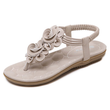 Bohemia&nbsp;Clip&nbsp;Toe&nbsp;Elastic&nbsp;Casual&nbsp;Flat&nbsp;Sandals 