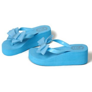 La plate-forme des femmes mi talon tongs sandales de plage bowknot pantoufles