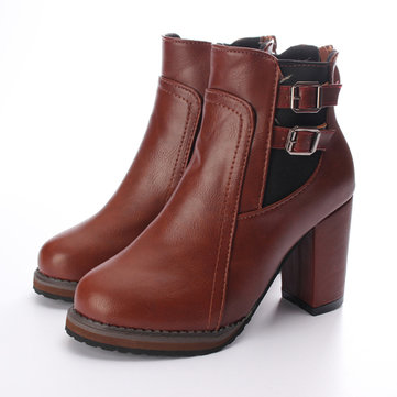 Talon haut à double boucle zipperankle élastique bottes femmes