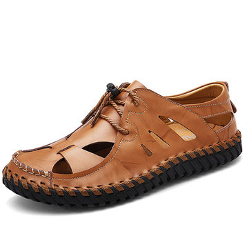 Hommes& Casual& Breathable& Beach& antidérapant& Sandales en cuir véritable