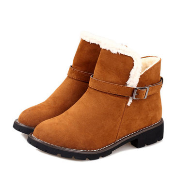 Bottes de neige fourrure doublure en daim femmes décontracté en plein air garder chaud chaussures