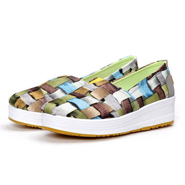 Motif Match Canvas Rocker Sole Slip On Casual Shoes