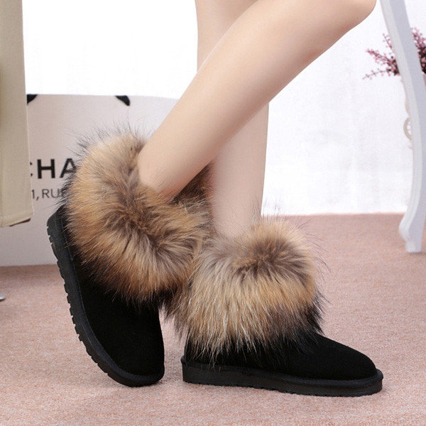 Femmes chaudes en laine artificielle laine glisse sur bottines