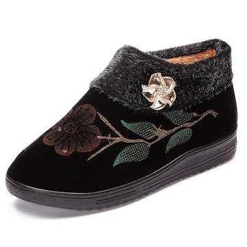 Femmes hiver doublure en fourrure de coton bottes occasionnels en plein air peluche appartements