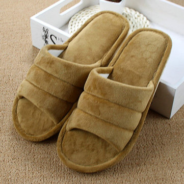 Unisexe peep toe coton laine maison chaude pantoufles pour les femmes et les hommes