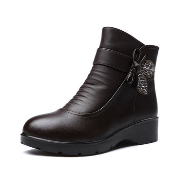 Fermeture à glissière augmentation du talon doublure en coton chaud bout rond chaussures cheville court