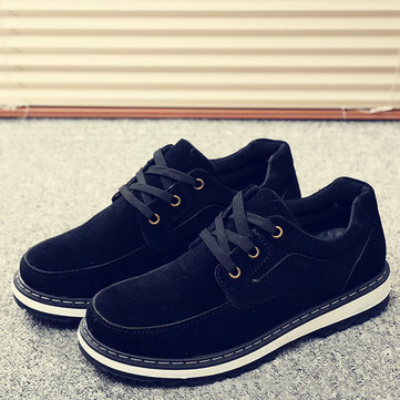 Hommes chaussures décontractées à l'extérieur en dentelle douce bout rond orteil plat oxfords