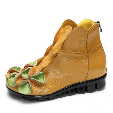 SOCOFY&nbsp;Boucles&nbsp;d'oreilles&nbsp;en&nbsp;cuir&nbsp;souple et douce en cuir Vintage Slip On Flat Boots