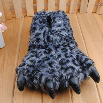 Faux hiver fourrure en peluche cosplay de dessin animé léopard maison intérieure chaussures