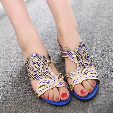 été plage respirant sandales strass chaussures chics glisser sur la plate-forme sandales