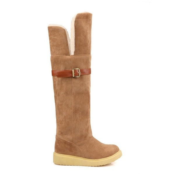 Les femmes boucle en suède deux usure coton plié bottes de neige rembourrée