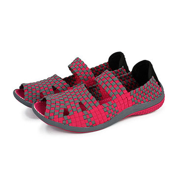 Femmes été tricot élastique chaussures de loisirs sandales plates en tricot chaussures à bout rond