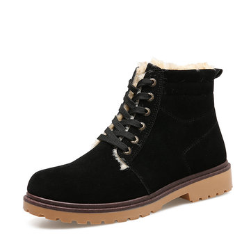 Men Coton Boots Doublure en fourrure Maintenez Warm Plush High Top Outdoor Shoes
