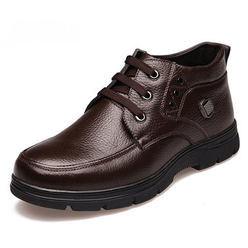 Nouvelle hiver hommes haute top garder le cuir de coton en peluche chaude lacer casual chaussures bottes d'affaires