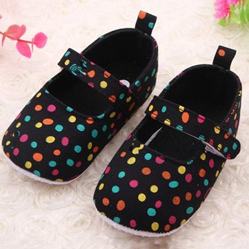 Bébé, filles, coloré, pois, crochet, boucle, premier, marche, chaussures