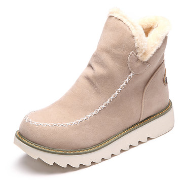 Noir fourrure de fourrure chaude hiver cheville bottes de neige pour les femmes
