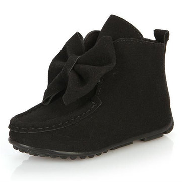Filles bébé d'hiver pour enfants chaussures de danse ornement de Noel de Santa princesse cadeau appartements en cuir bowknot bottes courtes