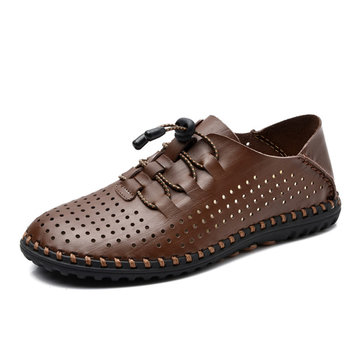 Les hommes en cuir souple richelieus respirant lacent chaussures de sport de plein air