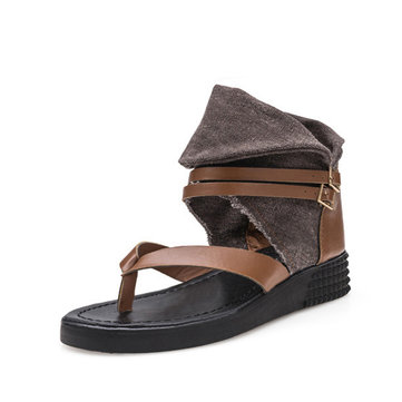 Les femmes d'été plage chics sandales boucle bascule de style rome sandales