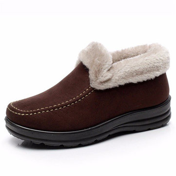 Suède doublure en laine glissement sur la cheville courte bottes de neige