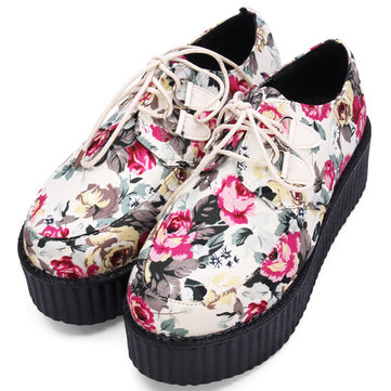 Harajuku style bohême impression frissons occasionnels chaussures plate-forme des femmes