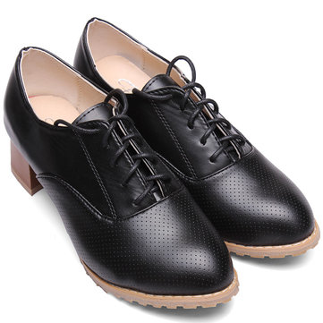 Bottes courtes style britannique cru épais talons hauts lacets cheville